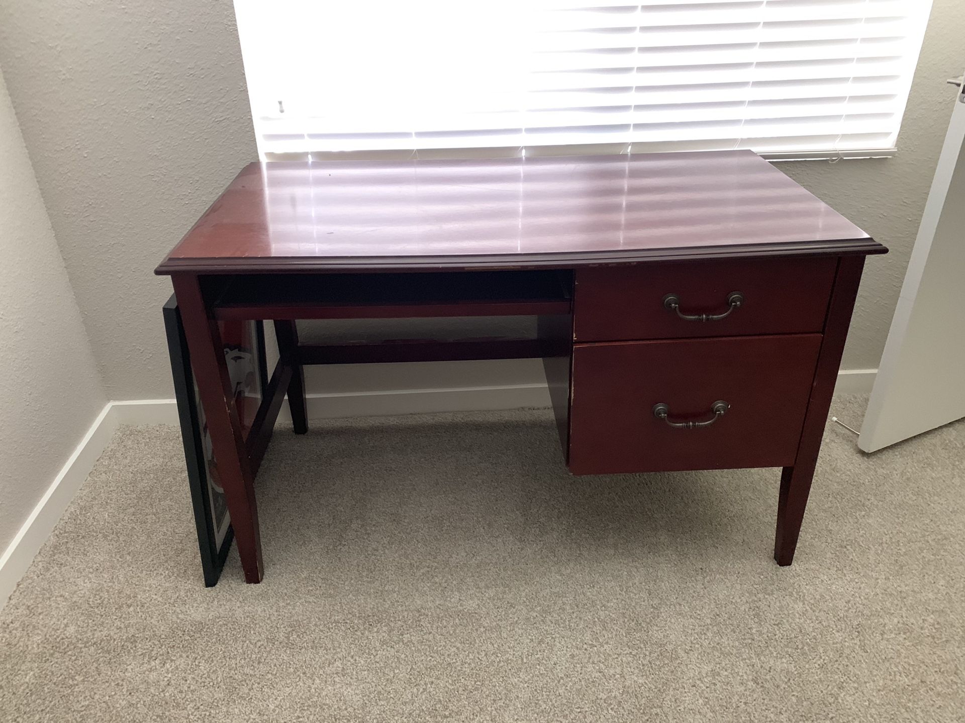 Walnut colored desk