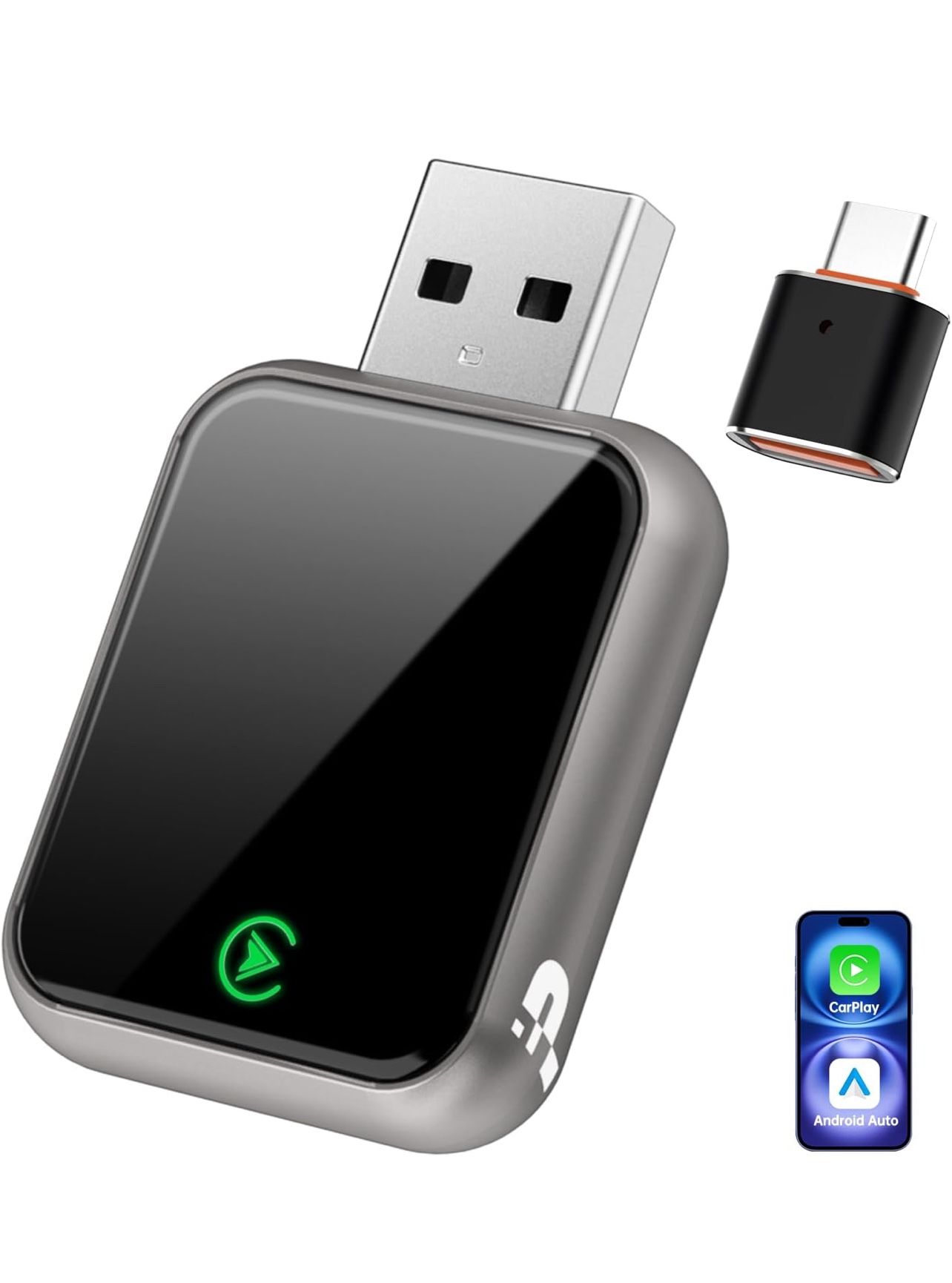 Wireless CarPlay Adapter [2025 Upgrade], Convert Wired to Wireless CarPlay Adapter for Apple, Plug & Play, Mini Wireless Dongle for iPhone & Android w