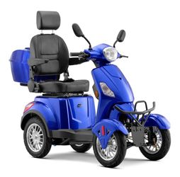 Heavy duty four wheel electric recreational mobility scooter typically equipped with a powerful 800 W