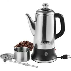 12-Cup Electric Percolator Coffee Pot, 304 Stainless Steel Body Coffee Percolator with 1 Keep Warm Function & Heat-Resistant Handle, Classic Coffee Ma