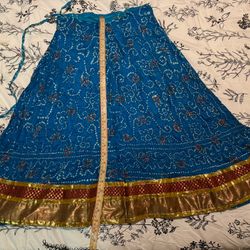 Little Girls Indian Silk Skirt  Diwali Bollywood 