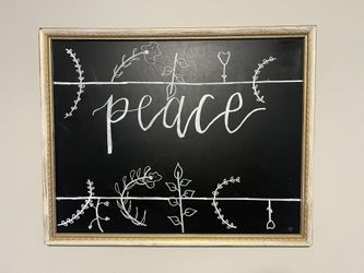- 24x30 White & Gold Decorative Wall Fram w/ Black Chalkboard