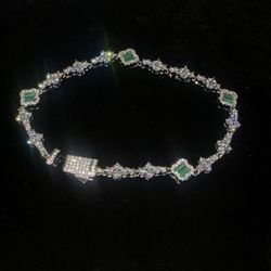 18k Gold Plated Green Clover Bracelet 