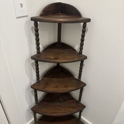 Dark Wood 5-Tier Corner Display Shelf - Vintage/Barley Twist Style