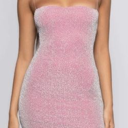Meshki Light Pink Glitter Mini Dress