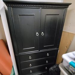 Black Armoire With 3 Drawers 