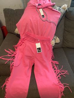 La Bijou Pink Fringe Tracksuit Set