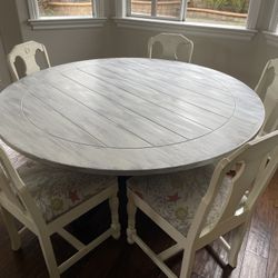 Round pedestal Kitchen Table And Chairs -5