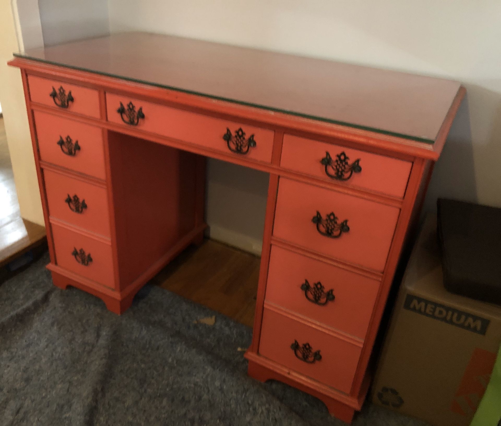 Vintage writing desk with matching chair