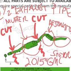 2015 Gmc Sierra 1500 Muffler Exhaust Pipe System Oem