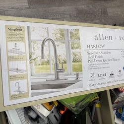 ALLEN + ROTH Harlow Simplefit Spot Free Stainless Steel Single Handle Deck-mount Pull-down Kitchen Faucet with Sprayer (Includes Deck Plate) (Includes