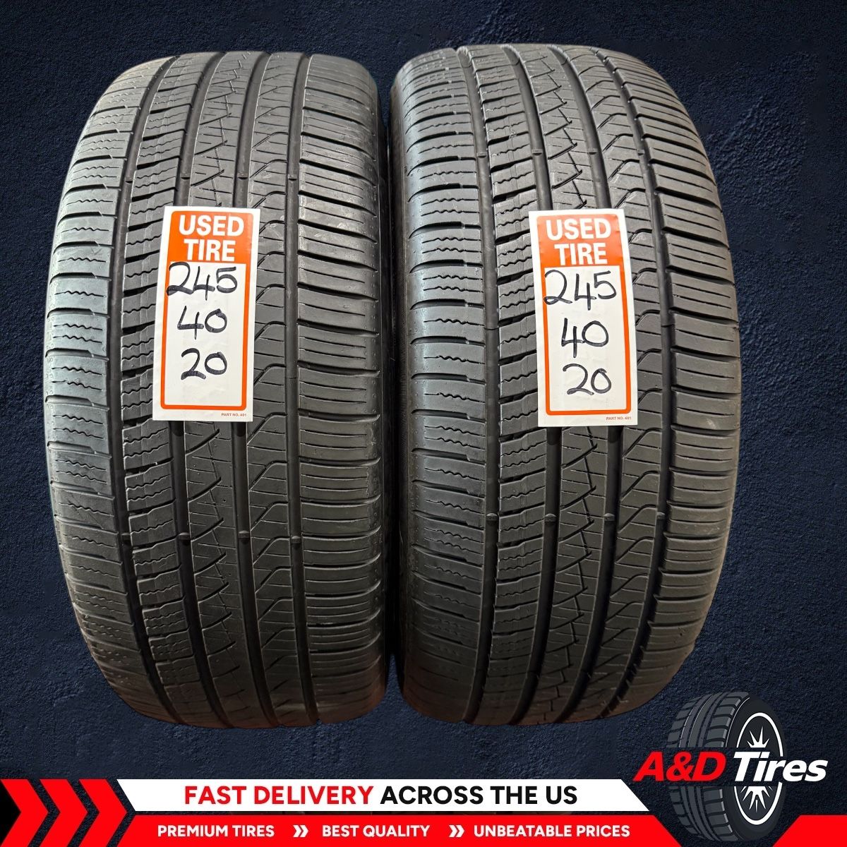 2 Like New 245/40 R20 Pirelli Pzero