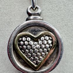 FREE SHIPPING! LAGOS Caviar 925 Silver & 750 Round Heart Locket Pendant Necklace 18" Lot#240