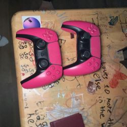 2 Ps5 Pink Controllers And The Black Shell Cover