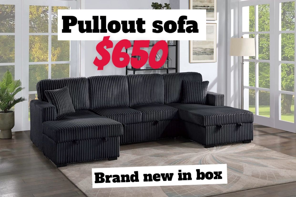 3-Piece Convertible Sectional Sleeper Sofa & 2 Chaise Storage