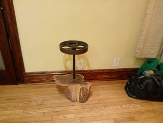 Petrified Wood@iron Umbrella Stand Sculpture