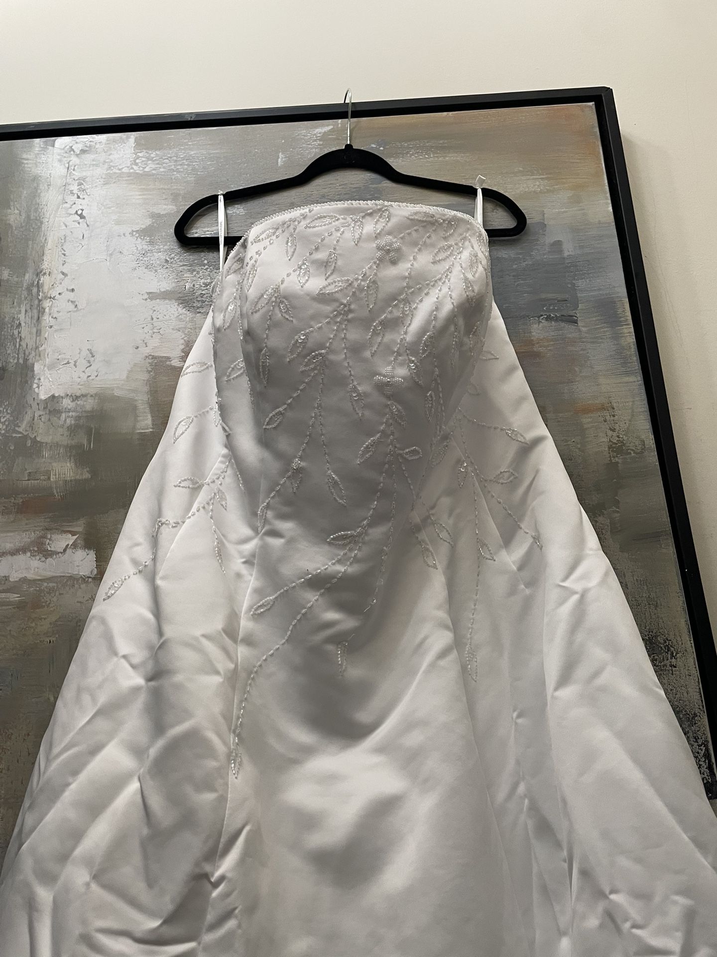 David's Bridal Style #95161 White Strapless Beaded Wedding Dress with Beaded  Long Jacket Size 22W