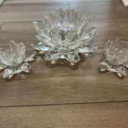 Swarovski waterlily candle holder set