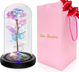 8.5" Preserved Artificial Glass Rose Flower Lamp Battery Operated