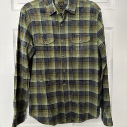 OBEY Collins Men's Woven Button Up Plaid Shirt Green Size Small