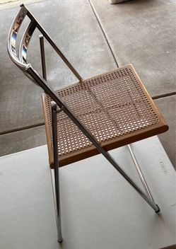 Folding Chairs with Cane Seat and Chrome Frame