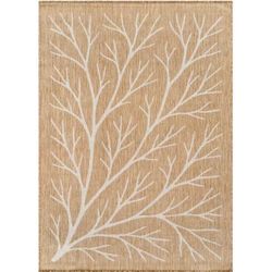 Beverly Rug Flora Natural 10 ft. x 14 ft. Coral Branch Washable Indoor Outdoor Area Rug