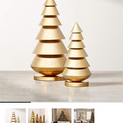CB2 Felix Polished Brass Christmas Trees And Angel