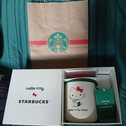 Starbucks Hello Kitty Coffee/Tea 16 Oz Mug With Lid Bow