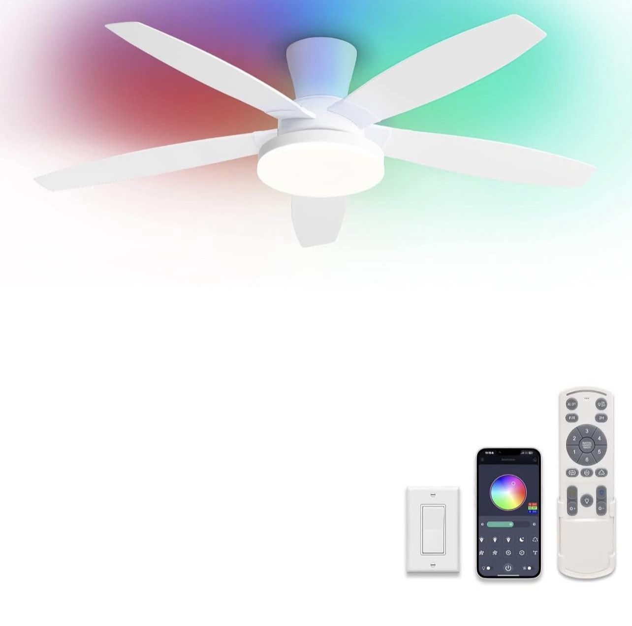 New Modern 48” RGB Ceiling Fan with LED Lights