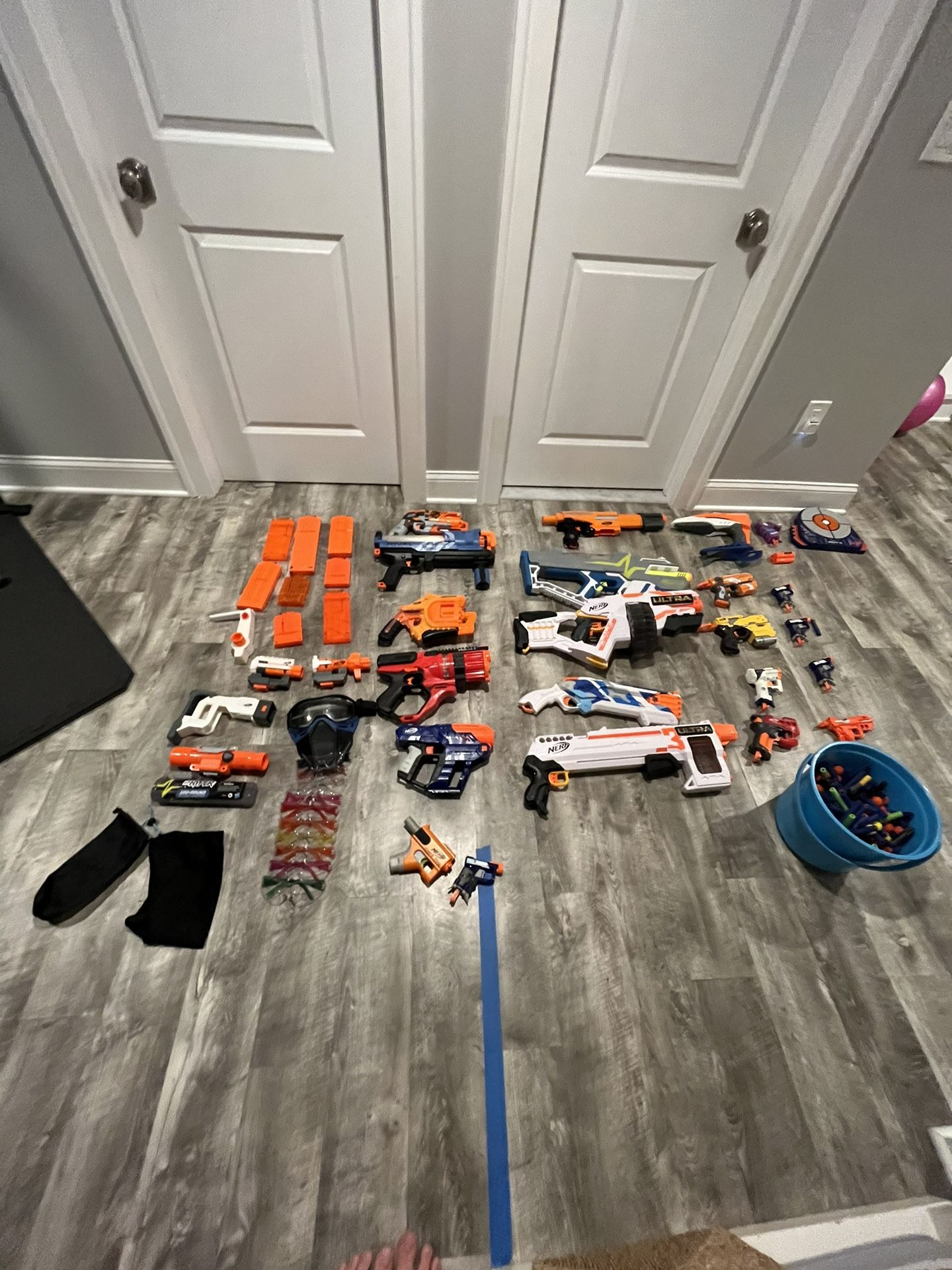 Nerf Guns, eye protection, and accessories