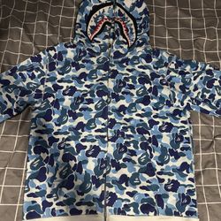 Bape Camo Shark Hoodie Blue size Large