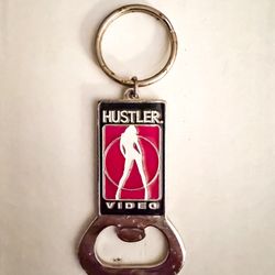 Vintage Hustler Video Keychain. With Bottle Opener.  