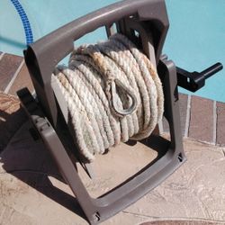 Rope Spool 1/2" Thick Heavy Duty  Anchor Rope With Spool Crank Many Uses Boat Dock Truck Tie down Tow Rope Winch Hoist Utility Rope Safety Decorative 