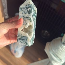 Moss Agate Crystal Carving Tower 