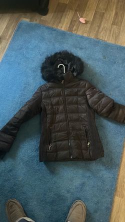 Black Puffer Jacket with Faux Fur Hood
