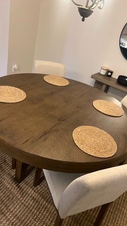 Round wood dining table