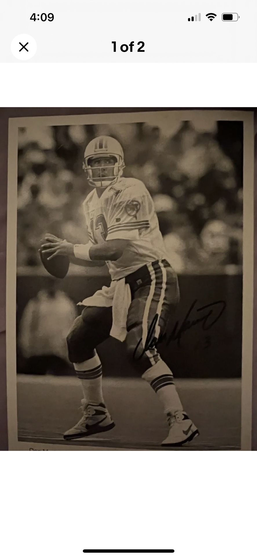 RARE Dan Marino autographed photo With COA. NFL QB PRO SERIES 1 of 11.