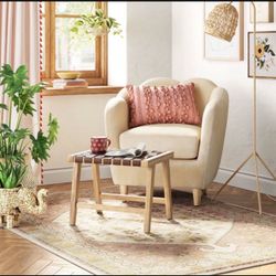 Ceylon Woven And Wooden Ottoman