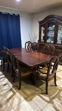 Wooden Table, Wooden Chairs, Wooden China Cabinet