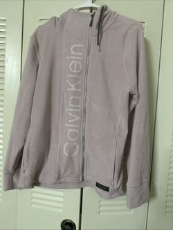 Calvin Klein PERFORMANCE ASYMMETRICAL ZIP LOGO HOODED FLEECE JACKET PINK Size 2X