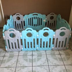 LIKE NEW SAFE FOLDABLE PLAY PEN WITH GATE!!!!