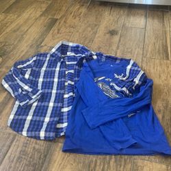 GAP Flannel And tshirt $20 Boys Large