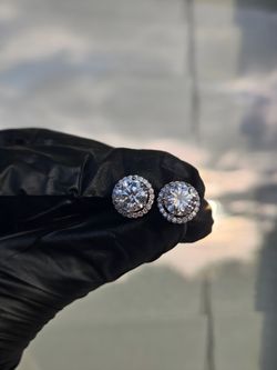 4.36ct Round Halo Stud Earrings – .925 Italy Sterling Silver – 10.0mm