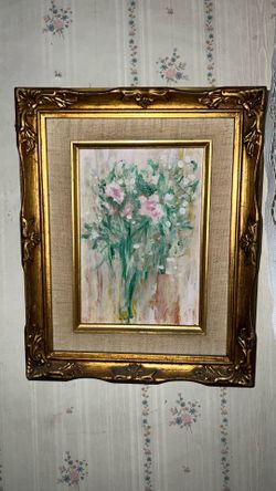 Framed Floral Abstract Painting