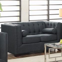 !!!New!!! Comfort Dark Grey Loveseat, Couch, Perfect For Small Space Office Couch, Loveseat, Sofa, Upholstered Couch
