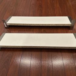 IKEA (2) White Shelves  / Chrome Brackets - 31.25” Wide X 7.5” Deep