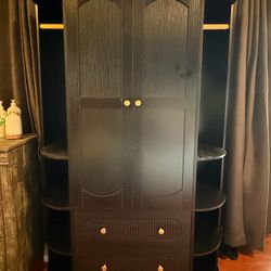 69" Black Wardrobe with Drawers, Hanging Rods & Shelves for SALE!