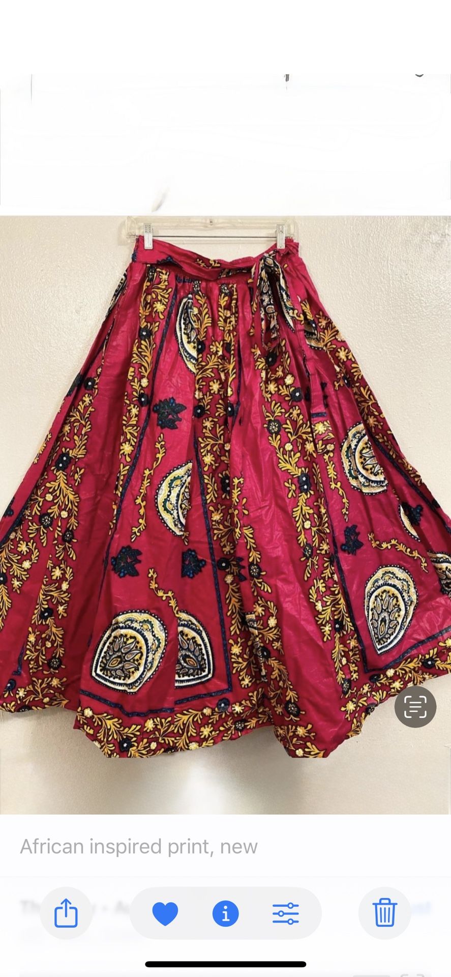 African Inspired  Long Skirt One Size Fits All