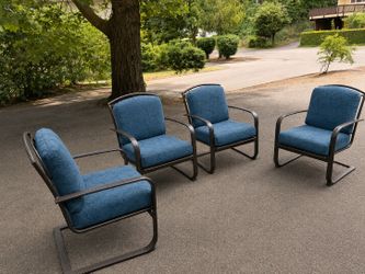4 bronze patio chairs with cushions