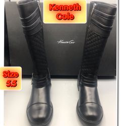 Kenneth Cole Women’s Black Riding Boots Side zipper 5.5
